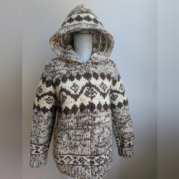 Cowichan Hooded Cardigan Sweater - Picture 1 of 11